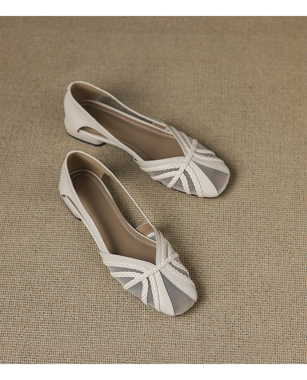 Sandal nữ da cừu mũi kín đế bệt phối lưới thoáng khí — đen chi tiết 15