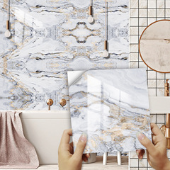 10片裝大理石紋瓷磚貼家居裝飾改造翻新自粘防水防油水晶硬片牆貼