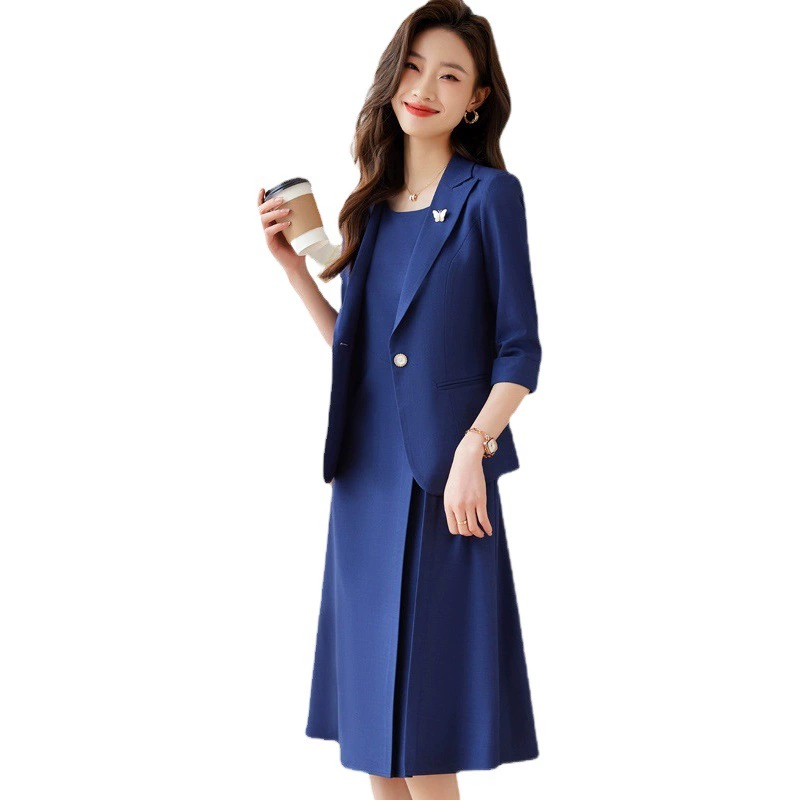 2025 новый стиль буса дракон женский средний рукав профессиональный костюм платье формальный набор интервью продажа спецодежды 966