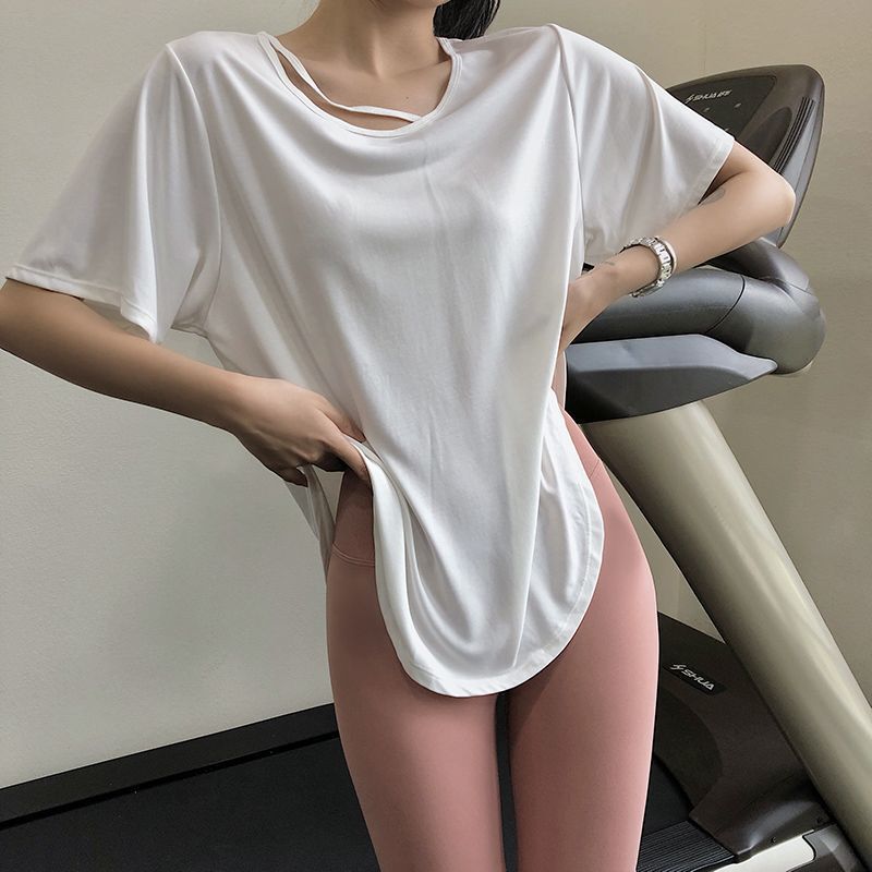 Yoga Cover-Up New Pilates Fitness Clothing Top Running Short-Sleeved Training Large Size Sports Loose Yoga Clothing for Women