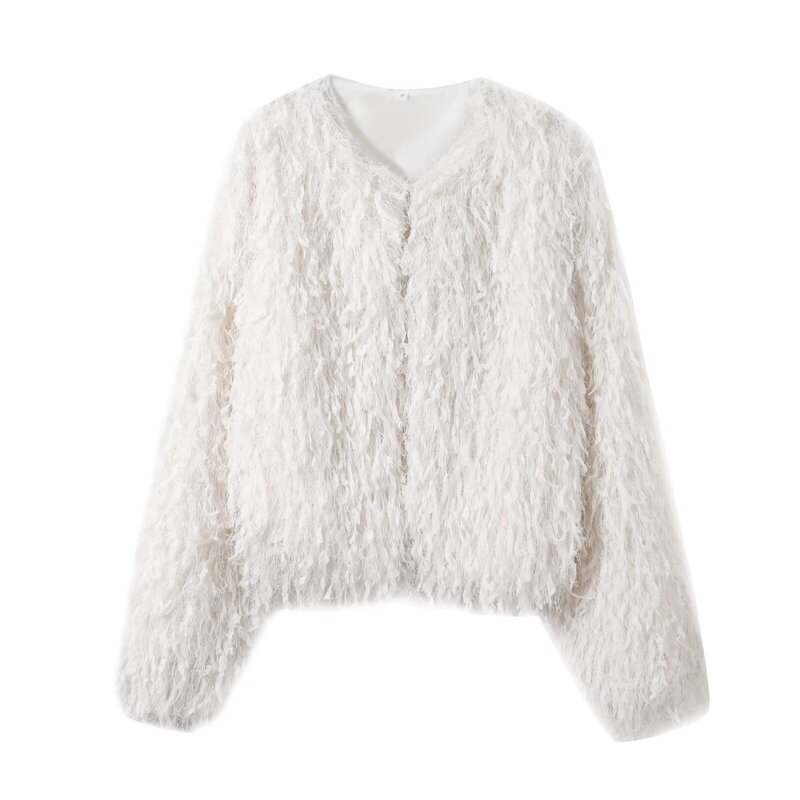 Za Cross-Border Women's Clothing Wholesale New Style Small Fragrant Round Neck Fashionable Versatile Feather Jacket Jacket 8372290 Za Cross-Border Women's Clothing Wholesale New Style Small Fragrant Round Neck Fashionable Versatile Feather Jacket Jacket 8372290