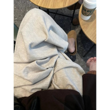 米白色糯米直筒裤女2025秋冬新款慵懒风宽松显瘦软糯山本阔腿裤子