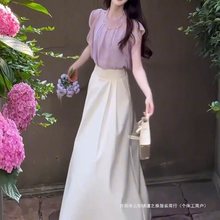 法式温柔感套装女2025夏季新款雪纺上衣半身裙两件套气质女装