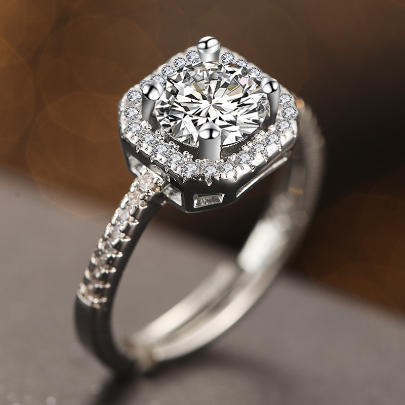 Ceremony Internet Celebrity Wedding Ring Wedding recommend Explosions High Color Value Diamond Ring for Lovers with Simulation Flash Fades