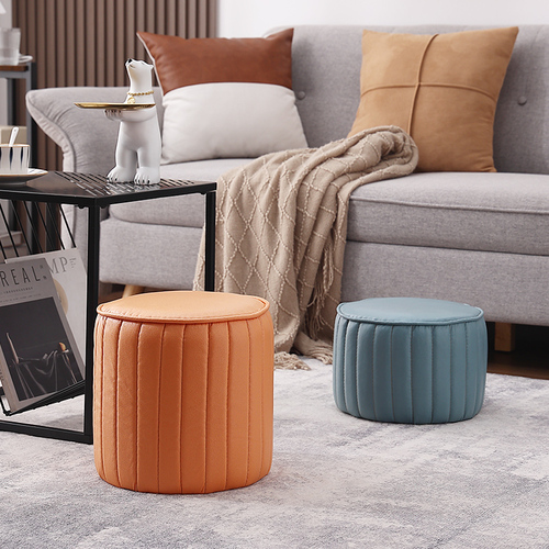 Wholesale Technology Fabric Small Stool Household Children Low stool Living Room Sofa Footstool Coffee Table Soft Seat Round Stool Leather Stool