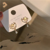 Earrings, retro brand silver needle from pearl, simple and elegant design, Korean style, silver 925 sample, internet celebrity