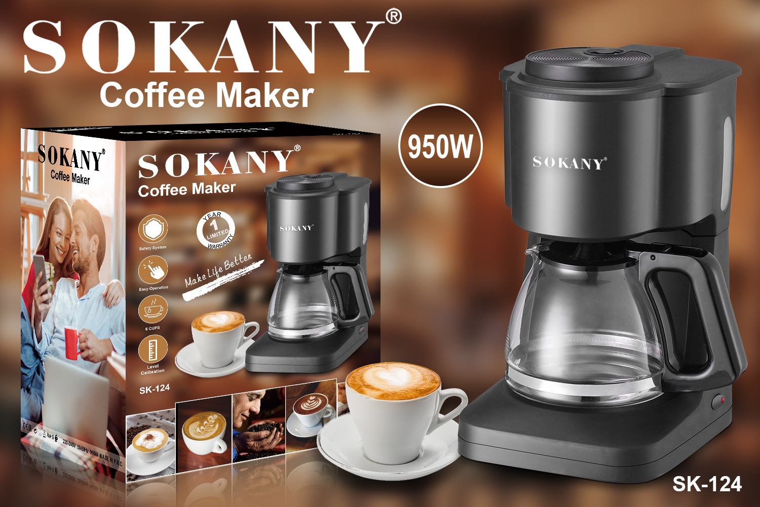 外贸SOKANY124美式滴漏式咖啡机家用办公室咖啡机COFFEE MAKER详情10