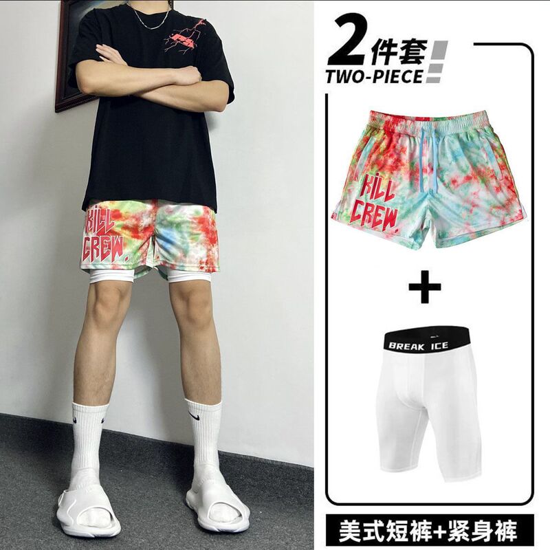 American-Style Knee-Length Sports Lining Shorts Men's Quarter-Length Sports Pants Summer Fitness Running Breathable Quick-Drying Basketball Pants American-Style Knee-Length Sports Lining Shorts Men's Quarter-Length Sports Pants Summer Fitness Running Breathable Quick-Drying Basketball Pants