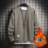 Толстовка, утепленный лонгслив, мужской комплект, подходит для подростков, круглый воротник