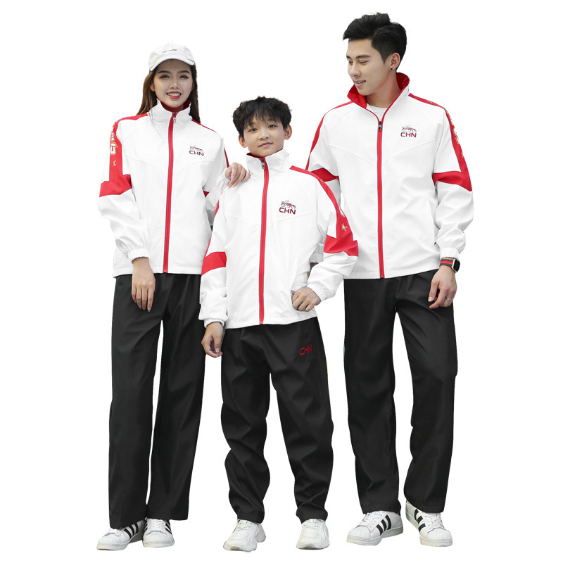 2022 spring and autumn leisure suit boys and girls Chinese tide flag sports sportswear martial arts coach group printing