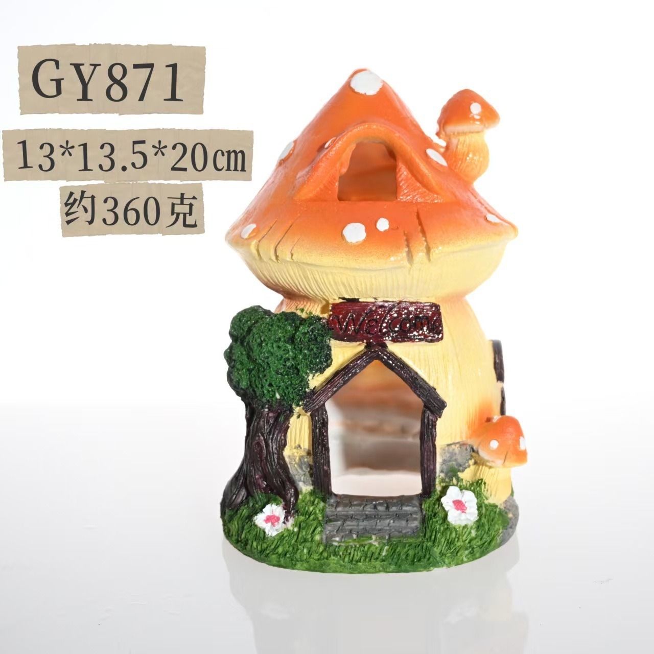 Escenografía de pecera simulación proceso de resina decoración de acuarios dibujos animados casa de hongos pequeña mascota escondida fábrica de decoración lúdica