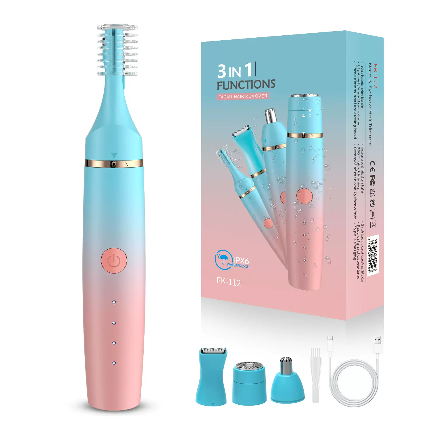 电动剃毛器女士修眉脱毛器多功能4合1充电款迷你便携自动刮眉剃