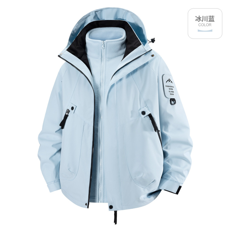 Tmall の同じスタイルのアウトドアカップルジャケット、女性用、スリーインワン防風防水ハイキングジャケット、男性用トレンディ|undefined