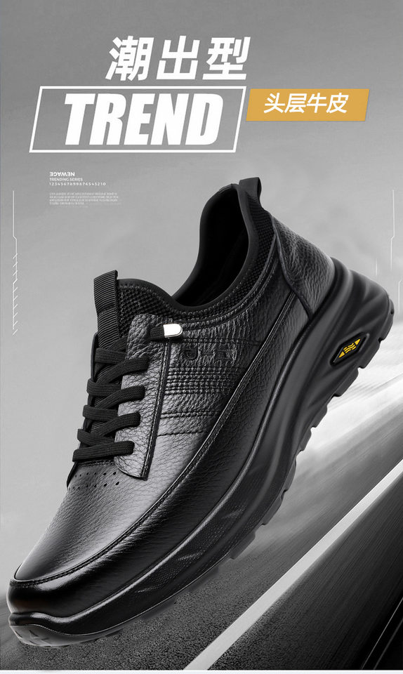 Giày lười nam da bò mũi tròn đế mềm chống trượt, giày da nam kiểu slip-on nhẹ thoáng khí — DT1805 Đen chi tiết 1
