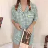Double short: green plaid