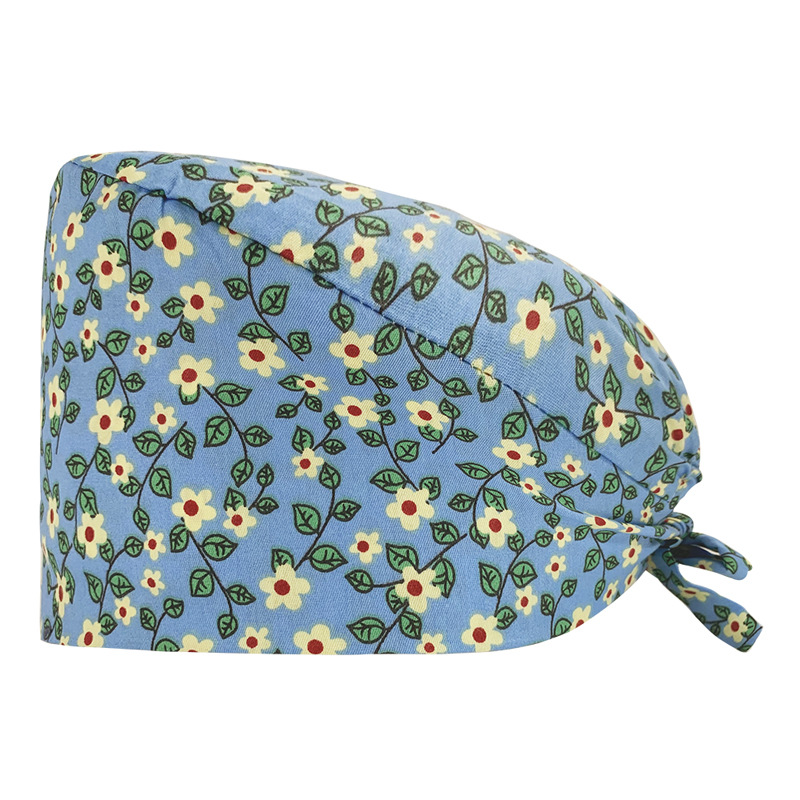 Gorro de Enfermera Coreano Fresco y Lindo, 100% Algodón, Gorro de Médico, Dentista, Estética y Salón de Belleza con Estampado Lindo.