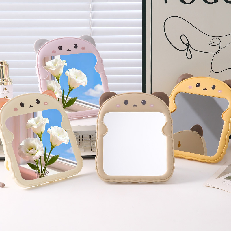 Espejo de maquillaje encantador para el hogar colgado en la pared, espejo de vestir para niños, espejo de escritorio para estudiantes de plástico plegable grande