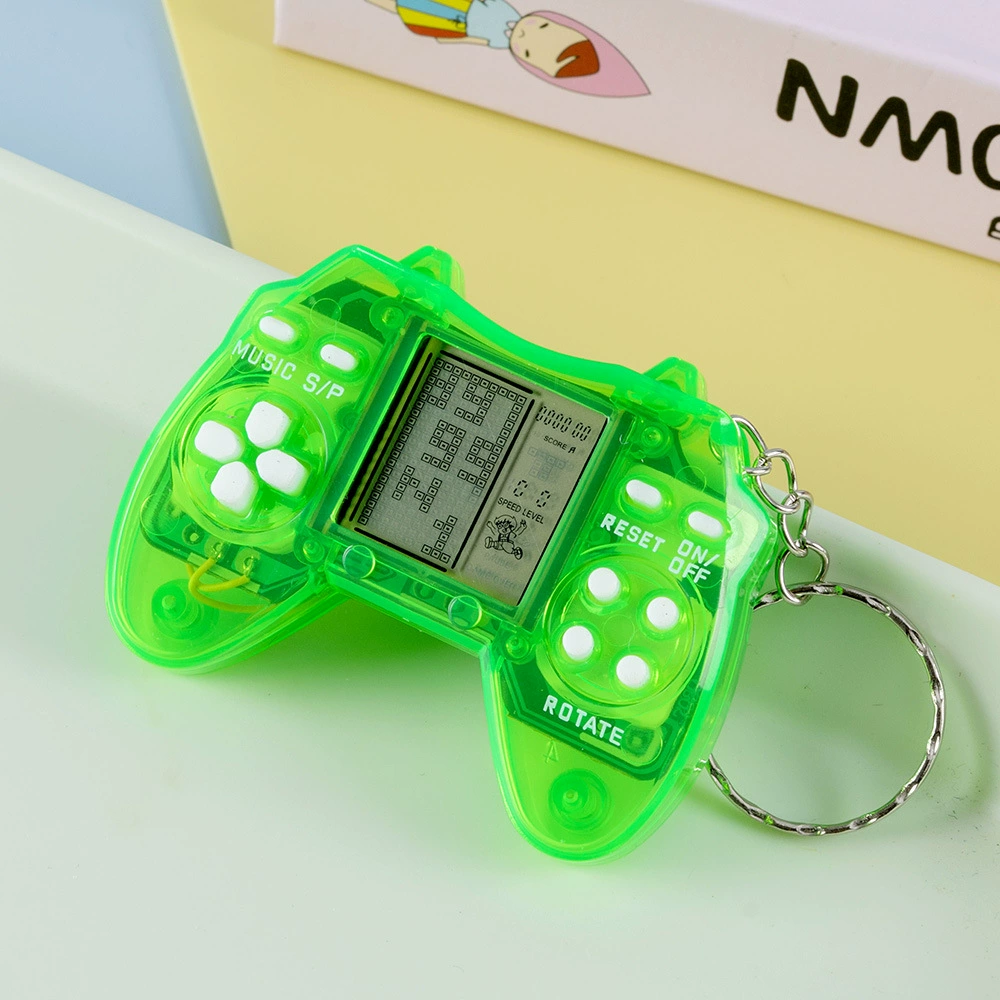 Mini Game Console Keychain, Tetris Handheld, Transparent/macarons, 26 Modes, 6.2×5×1.7 cm