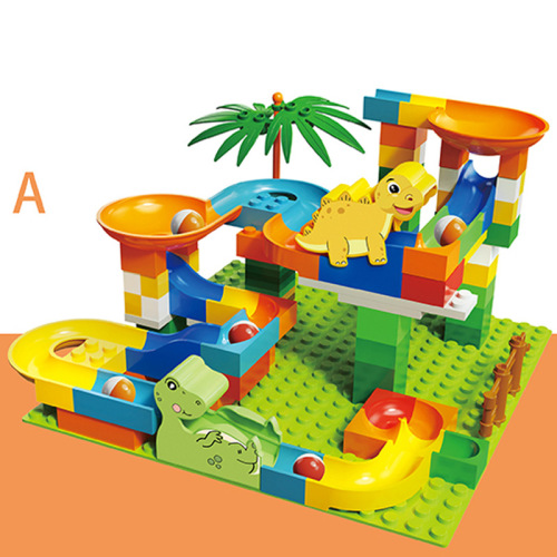 Manufacturer wholesale new slide building block park assembly early education dinosaur track ball toy student children's gift