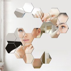 Hexagonal mirror wall sticker 3D stereoscopic non-toxic eco-friendly direct from the manufacturer 8x7cm per piece 0.25 yuan with backing adhesive