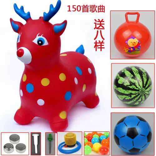 Inflatable toy for jumping, music pony, increased thickness