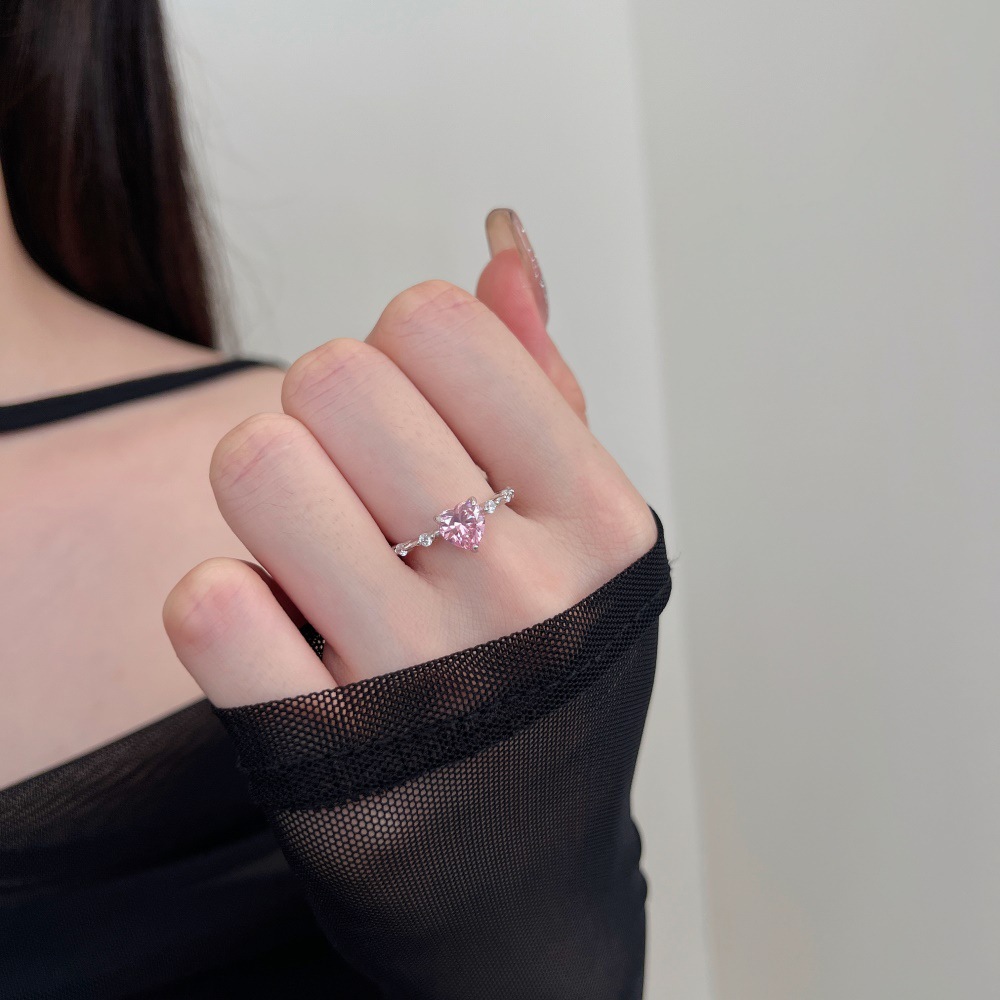 3g Weight Zircon Inlay Material Rings Classification 5, 9 Ring Size Banquet, Daily Occasion 925 Sterling Silver Material Heart Shape Pattern 2025 Spring and Summer Season Women's Gender Plating Design Elegant, Simple Style Style 925 Sterling Silver Zircon Heart Shape Rings 925 Sterling Silver Rings 7