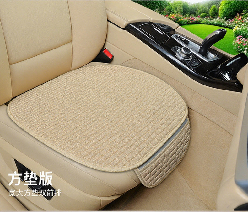 New Universal Linen Car Seat Cushion, Breathable Cotton-Linen Anti-Slip Seat Cover for All Seasons, Simple Design