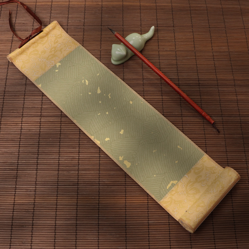 Wax dyeing painting shaft mini small scroll retro blank hanging shaft calligraphy 7