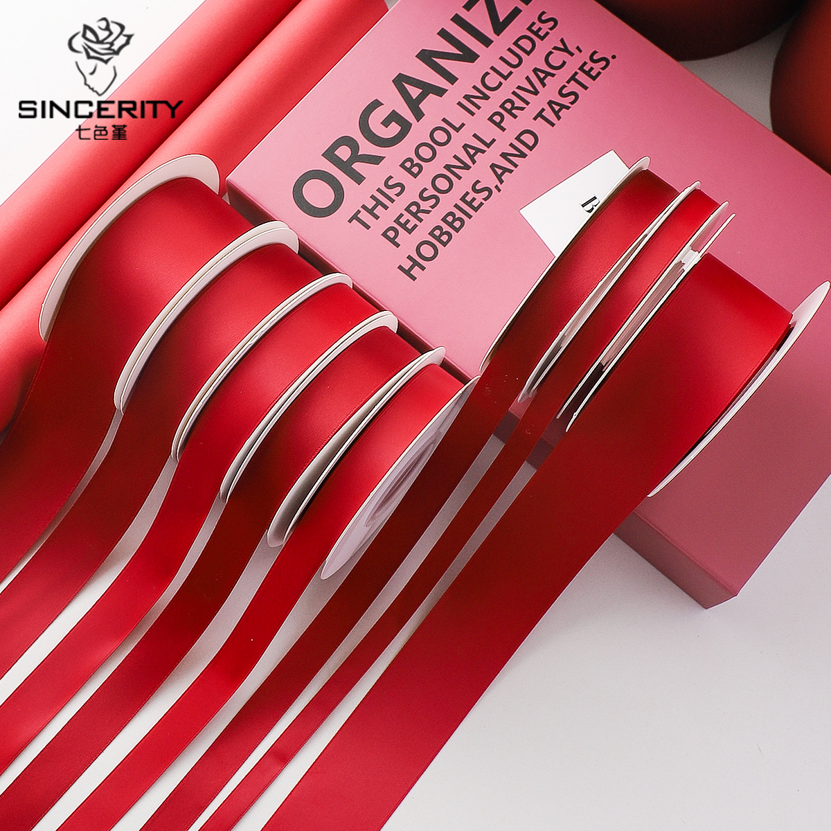 Serie de siete colores de cordier rojo ligero de alta calidad ramo de flores de cinta de color sólido cinta de regalo embalaje florista decoración