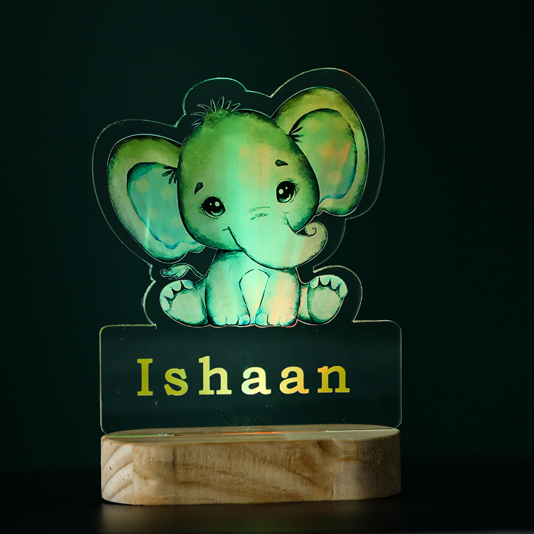 Nouvelle Creative Enfants Exclusif Nom De Bande Dessinée De Bande Dessinée En Bois Lampe Décoration Lion Éléphant Transparent Couleur Impression Décoration display picture 5