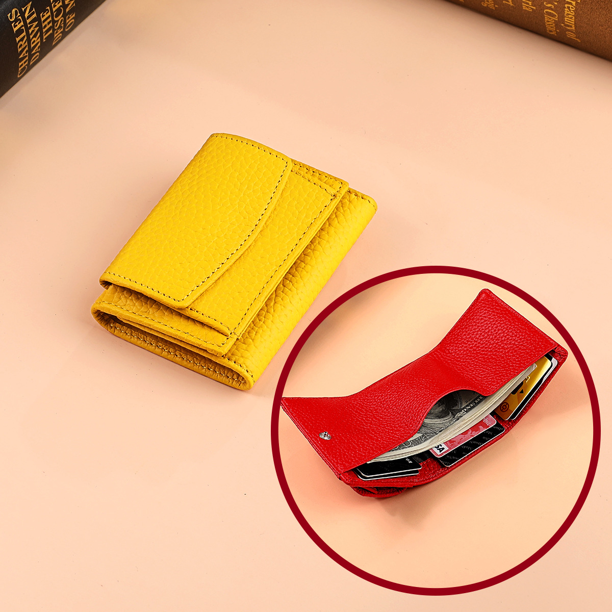 Nieuwe anti-diefstalborstel voor dames, Japanse portemonnee met nul, minimalistische, echte leren kleine geldclip, USD-kaarttas_voghion.com