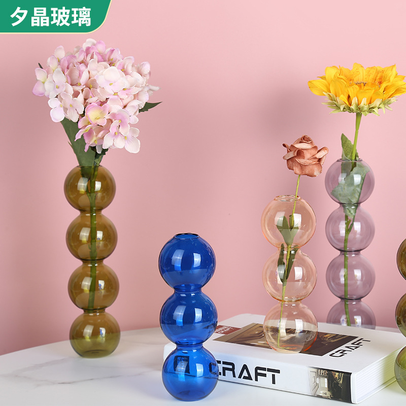 Creative Special-Shaped Glass Bubble Vase Flower Arrangement Hydroponic Spherical Ornament Bed and Breakfast Decoration Flowers
