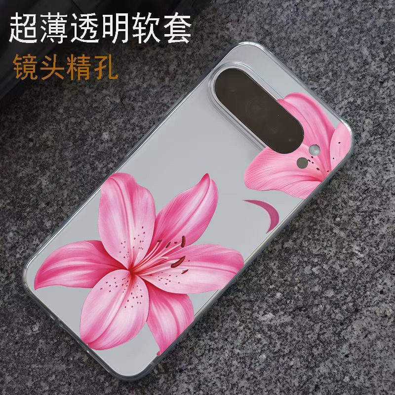 Lily Flower design, compatible with Google Pixel 9/8 Pro/7A, transparent phone case, 6-piece set, simple TPU soft case Lily Flower design, compatible with Google Pixel 9/8 Pro/7A, transparent phone case, 6-piece set, simple TPU soft case