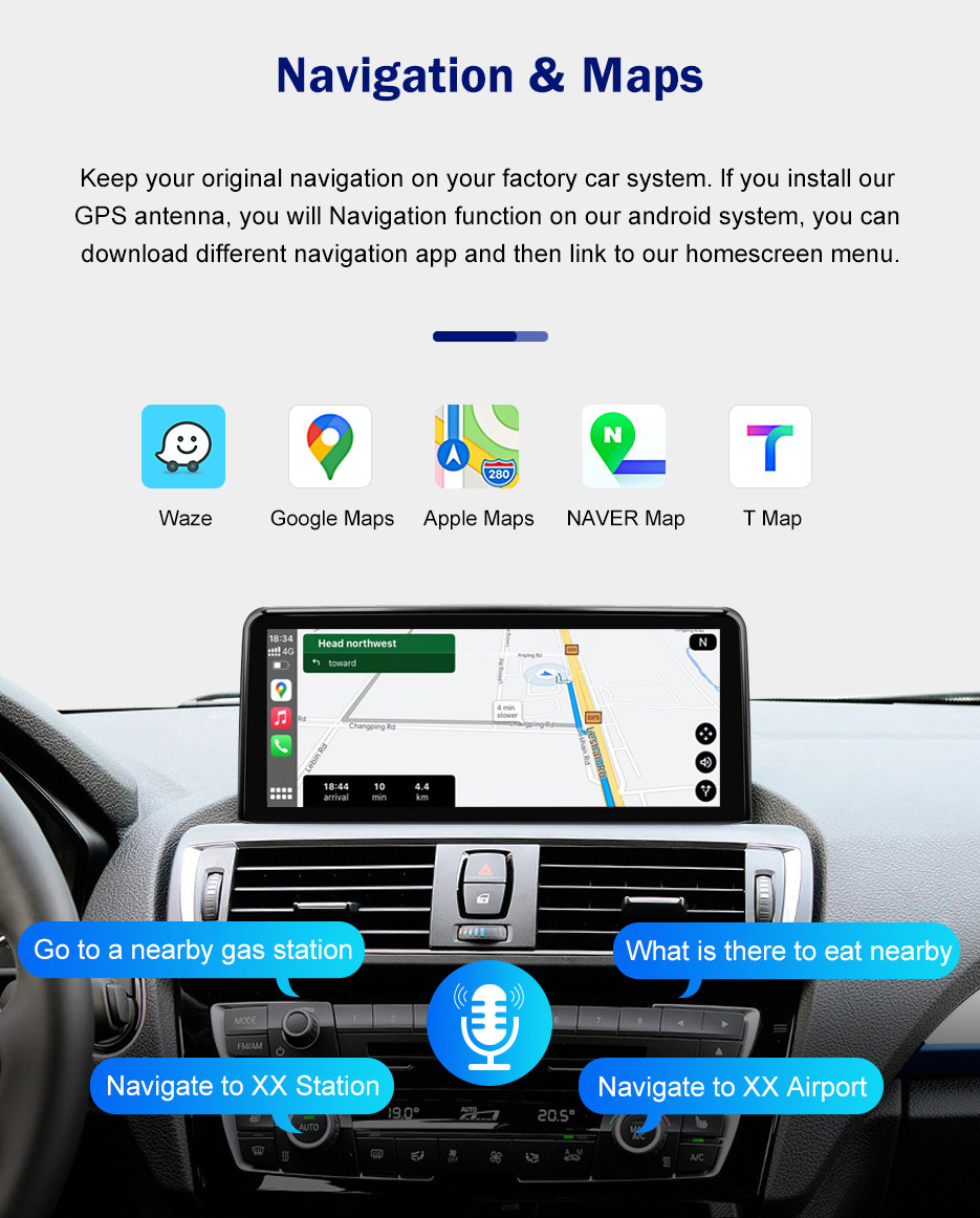 10.25" Car Navigation Screen with Wireless Carplay Suitable for 1/2/3/4 Series Nbt Player Linux System