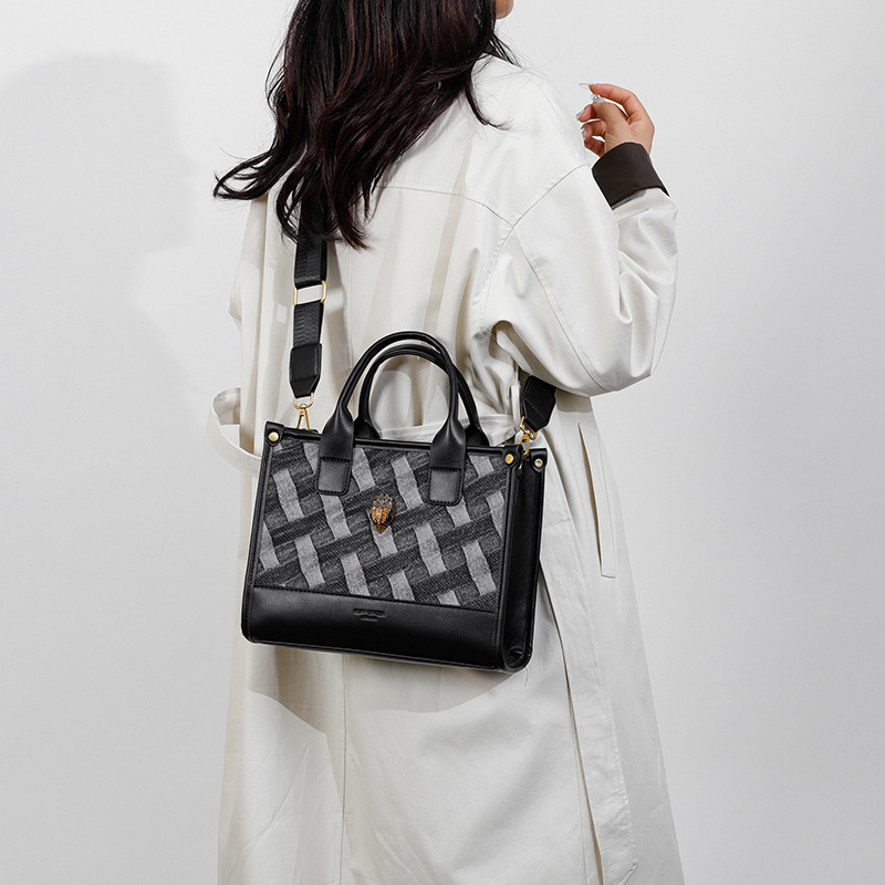 Transfronterizos de alta calidad tejido bolso denim de mujer gran capacidad bolso de mano tote urbano simple mochila de viaje