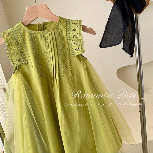 Korean style children's clothing girls dress summer 2024 new style foreign style children's temperament long dress little girl princess dress