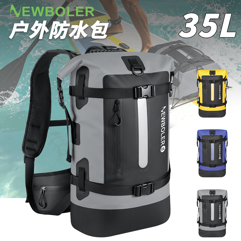 NEWBOLER River Rafting Waterproof Bag 35L Large Capacity Dry-Wet Separation Backpack Outdoor Mountaineering Backpack