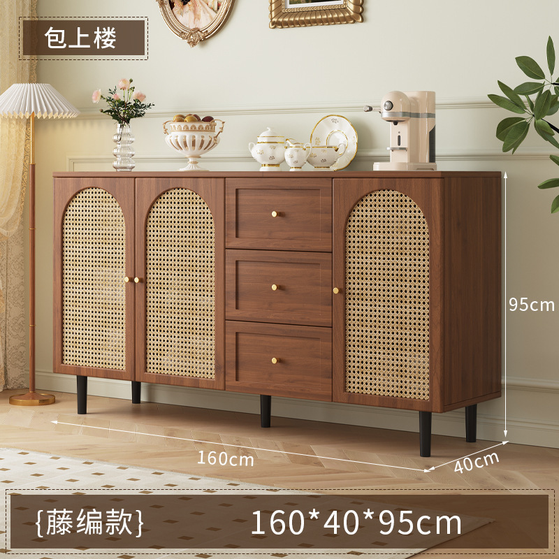 法式餐边柜现代简约藤编储物柜子家用餐厅茶水柜厨房收纳橱柜边柜|undefined