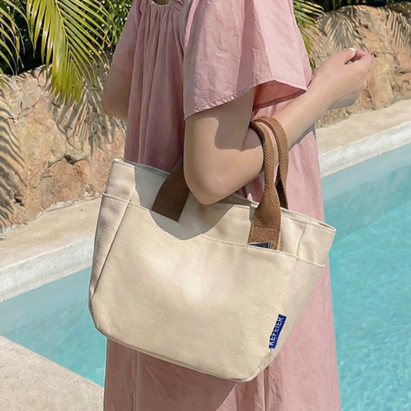 Borsa a secchiello in tela casual, borsa a spalla donna a tracolla_voghion.com