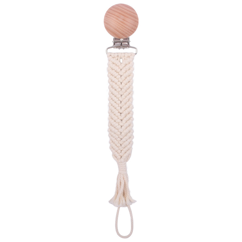 Bebé suministros de haya boca ancha boca pezón clip pezón cuerda DIY bebé creativo hecho a mano tejida algodón cuerda pezón cadena