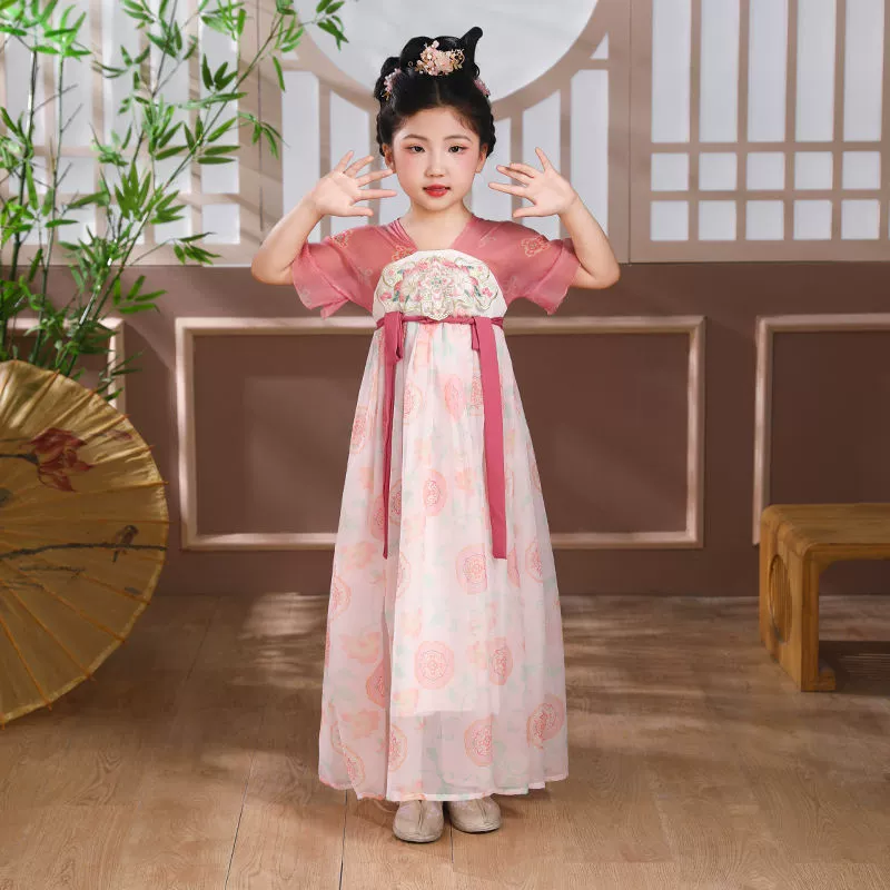 Hanfu Girls 2025, новое летнее платье принцессы в китайском стиле, детский национальный стиль, сказочный древний костюм в китайском стиле.