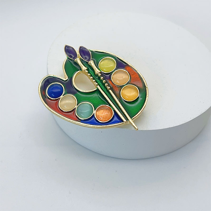 Enamel Colorful Painting Plate Brooch, Classy Niche Classy Corsage Accessories Pin, Waist-Cinching Classy Retro Wholesale for Women