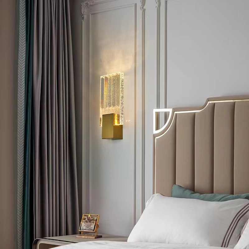 Luz de cabeza lujosa lámpara de pared de dormitorio escalera de fondo sala de estar lámpara de cabeza de cama de fondo villa lámpara de pared lujosa