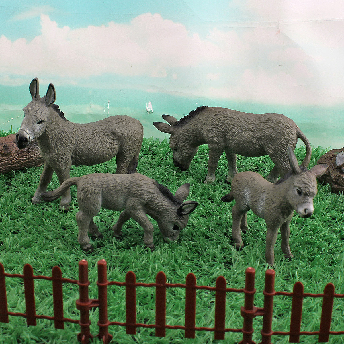 Comercio exterior simulación animal burro modelo decoración gris burro sólido estático juguete cognitivo para niños hecho a mano
