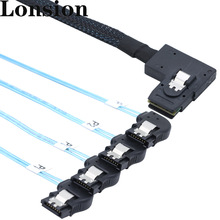 Mini SAS HD SFF-8087右弯转4 SATA 7P右弯服务器高速机内连接线