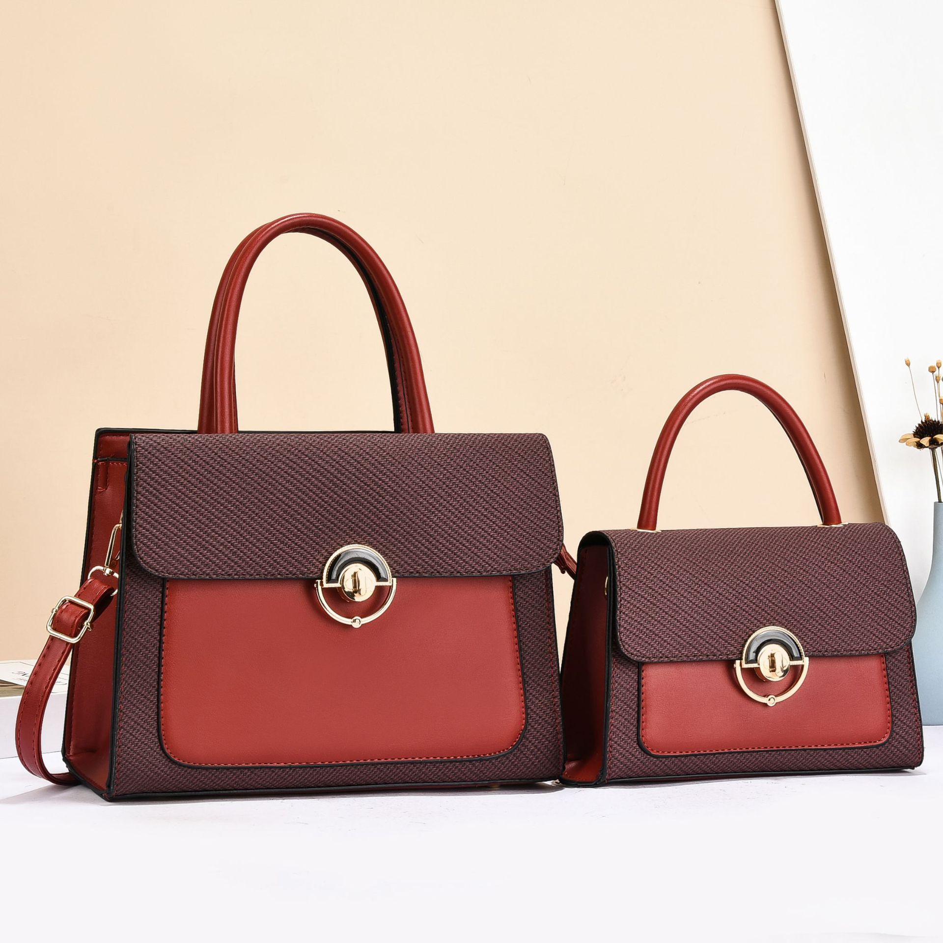 Bolso de dos piezas para niños y madres, temperamento, textura, práctico, bolso de mano, bandolera de mensajero de viaje casual, handbags