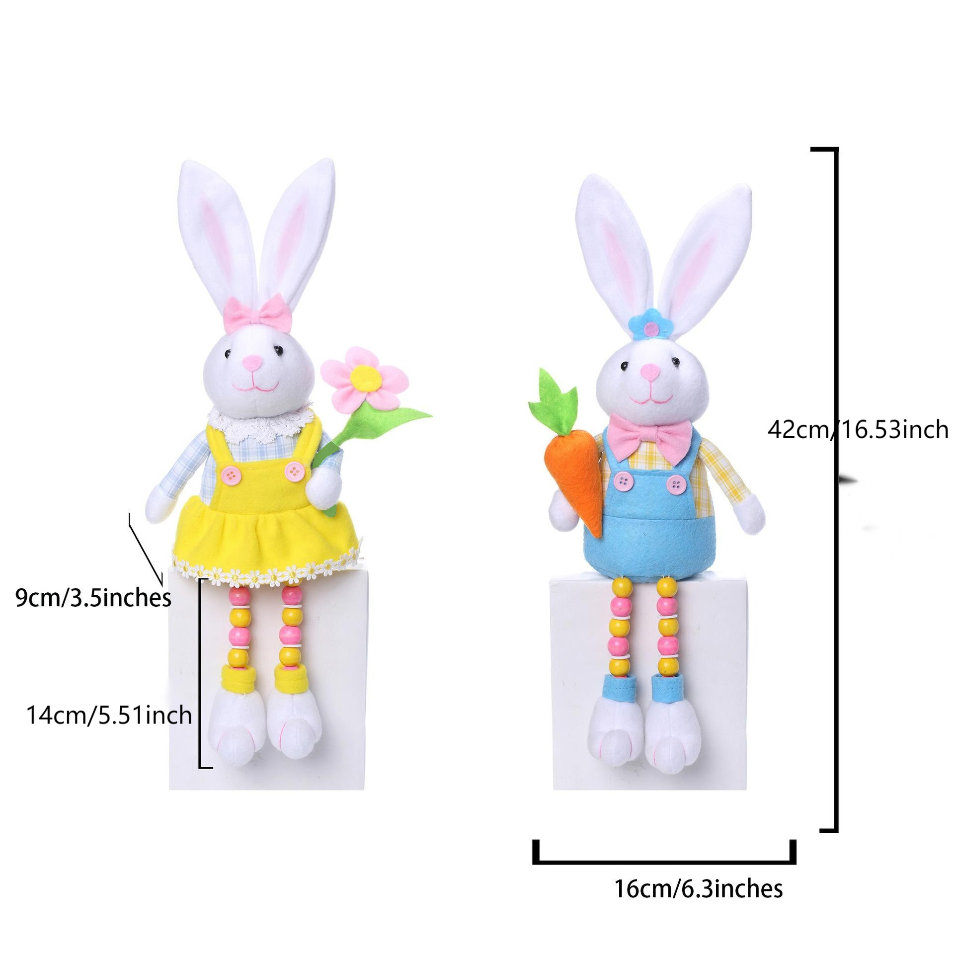Transfronterizo nuevo huevo de conejo de Pascua con rábano Navidad pierna de cuentas primavera pastoral muñeca decoración del hogar