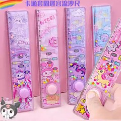 減圧流砂迷宮尺益智迷宮尺高颜値漫画かわいい学生透明直尺20cm波