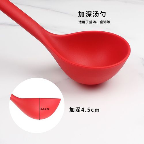 Silicone Soup Spoon Set Direct Manufacturer Sale, Integrated Design, Deep Soup Spoon, Kitchen Durable High-Temperature Non-Stick Soup Ladle, Household Spoon