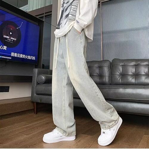 Jeans for men's summer American retro oversize pants, wide-leg straight mopping pants, high street fashion brand dad pants